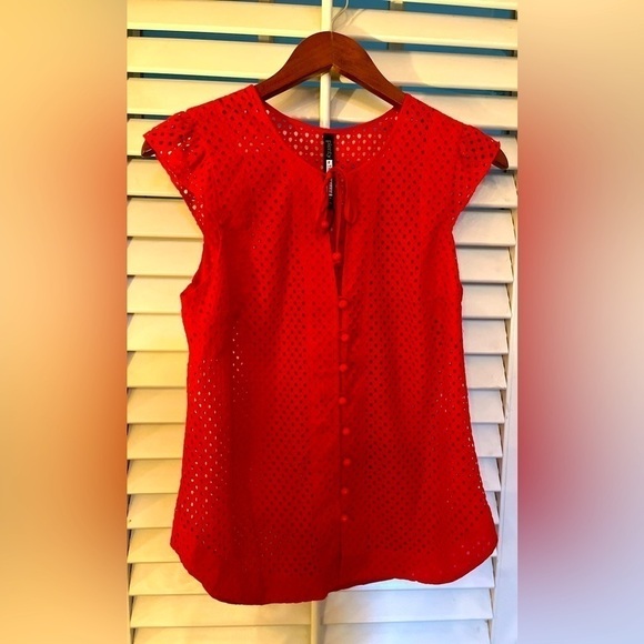 NWT Plenty by Tracy Reese beautiful red eyelet blouse Size Small - Picture 4 of 13